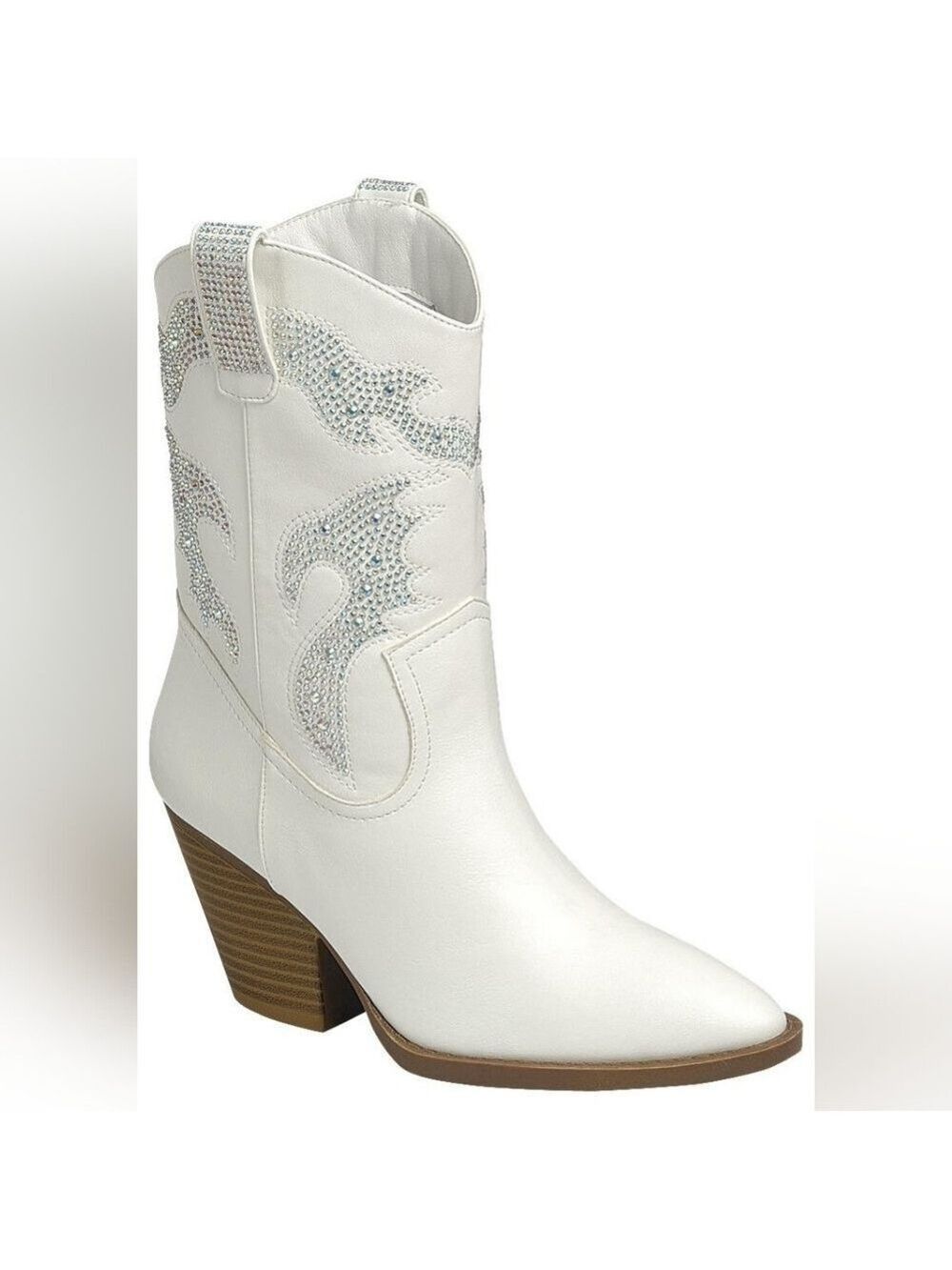 NWT White Rhinestone Western Boots Women Sizes 5.5